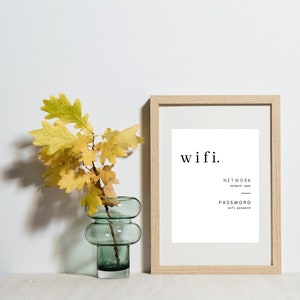 Modern Minimalist WiFi Sign | Editable Airbnb Internet Password Template | Simple Rental Printable Decor