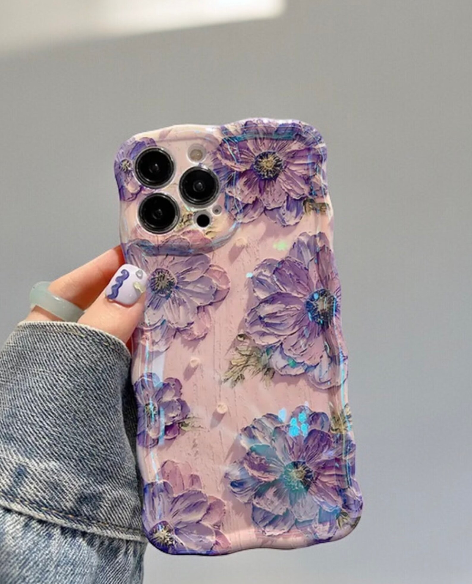 Holographic Blue Light Flower Phone Case for Iphone, Perfect Fit for ...