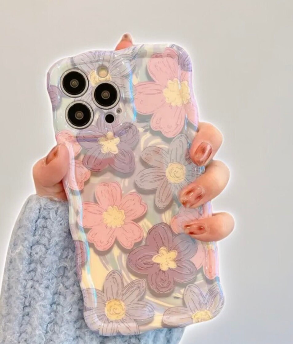 Picture of Holographic Blue Light Flower Phone Case for Iphone, Perfect Fit for ...