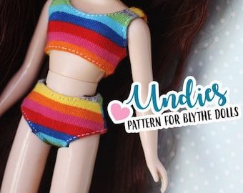 Fun and easy UNDIES pattern for Blythe and Licca - Doll clothes pattern by icantdance