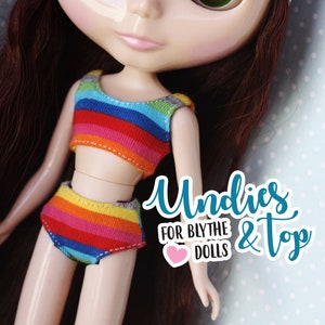 Fun and easy UNDIES and TOP pattern for hand sewing for Blythe and Licca dolls - Doll clothes pattern by icantdance