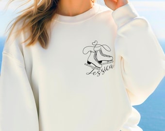 Custom Ice Skating Sweatshirt, Personalized Ice Skater Shirt, Figure Skating Hoodie, Floral Ice Skate Hoodie, Cute Ice-Skating Gifts, RG9077
