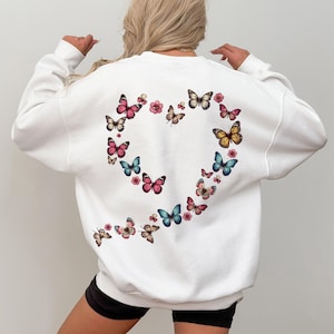 Butterfly Sweatshirt, Colorful Butterflies Shirt, Boho Hoodie, Botanical Shirt, Funny Butterflies Gift For Women, Butterfly Lover Tee, R623