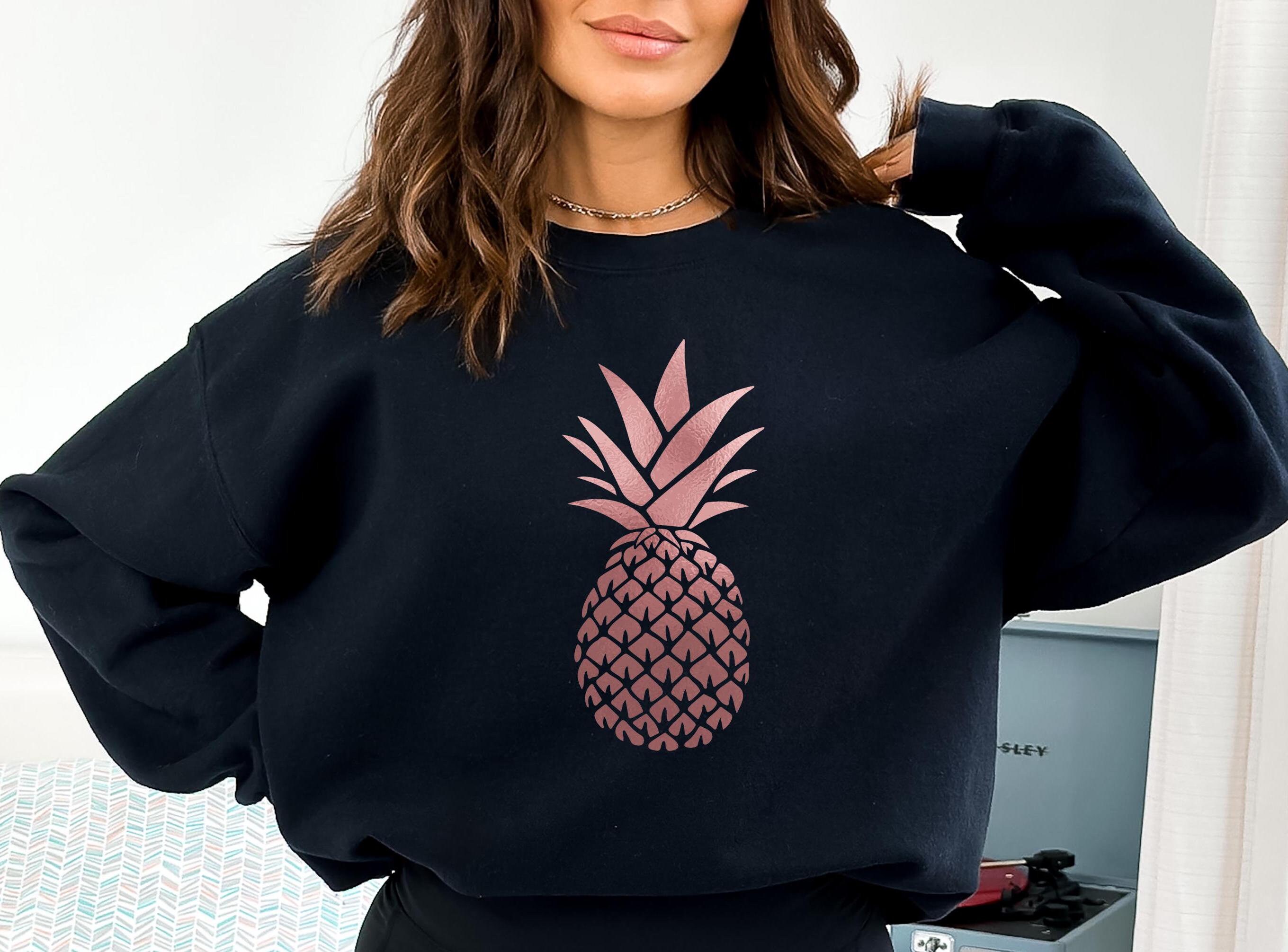 Campana Girls Zuri Half Sleeves T-Shirt - Pineapple Print - Purplish Blue