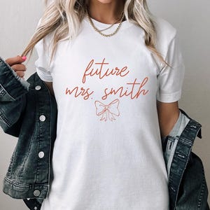 Custom Future Mrs. Shirt, Personalized Engagement Sweatshirt, Bachelorette Party Shirt, Unique Bridal Shower Hoodie, Fiancee Gift, R1024