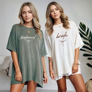 Bride Bridesmaid Shirt, Minimalist Gift For Bride, Trendy Bachelorette Bride Bow Shirt, Preppy Bridal Shower Gift, Wedding Day Shirt, R1533