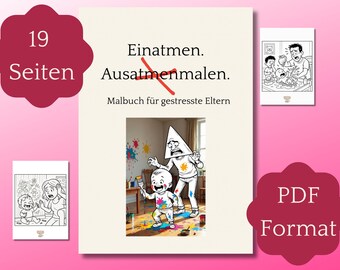 Livro de colorir para pais estressados com filhos | Páginas divertidas para colorir para adultos (PDF) | Presente perfeito para mãe e pai