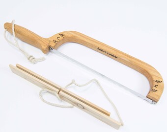 Left Handed Fiddle Bread Knife: Red Oak Bow Knife with Measurement Markers