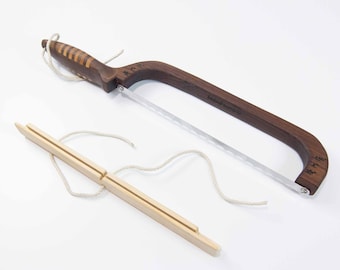 Left Handed Fiddle Bread Knife: Walnut & Birch Inlaid Handle