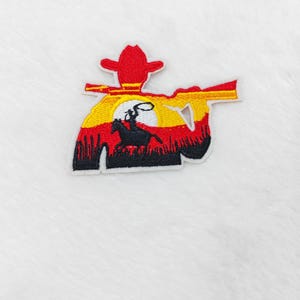 Cowboy Sunset Embroidery Patch: Western Iron-On Applique