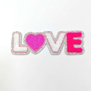 Parche de amor, parche de letras, parche de letras termoadhesivo, parche de chenilla, parche de corazón, parches para chaqueta vaquera, parche para gorra, parche encantador, parche para mochila