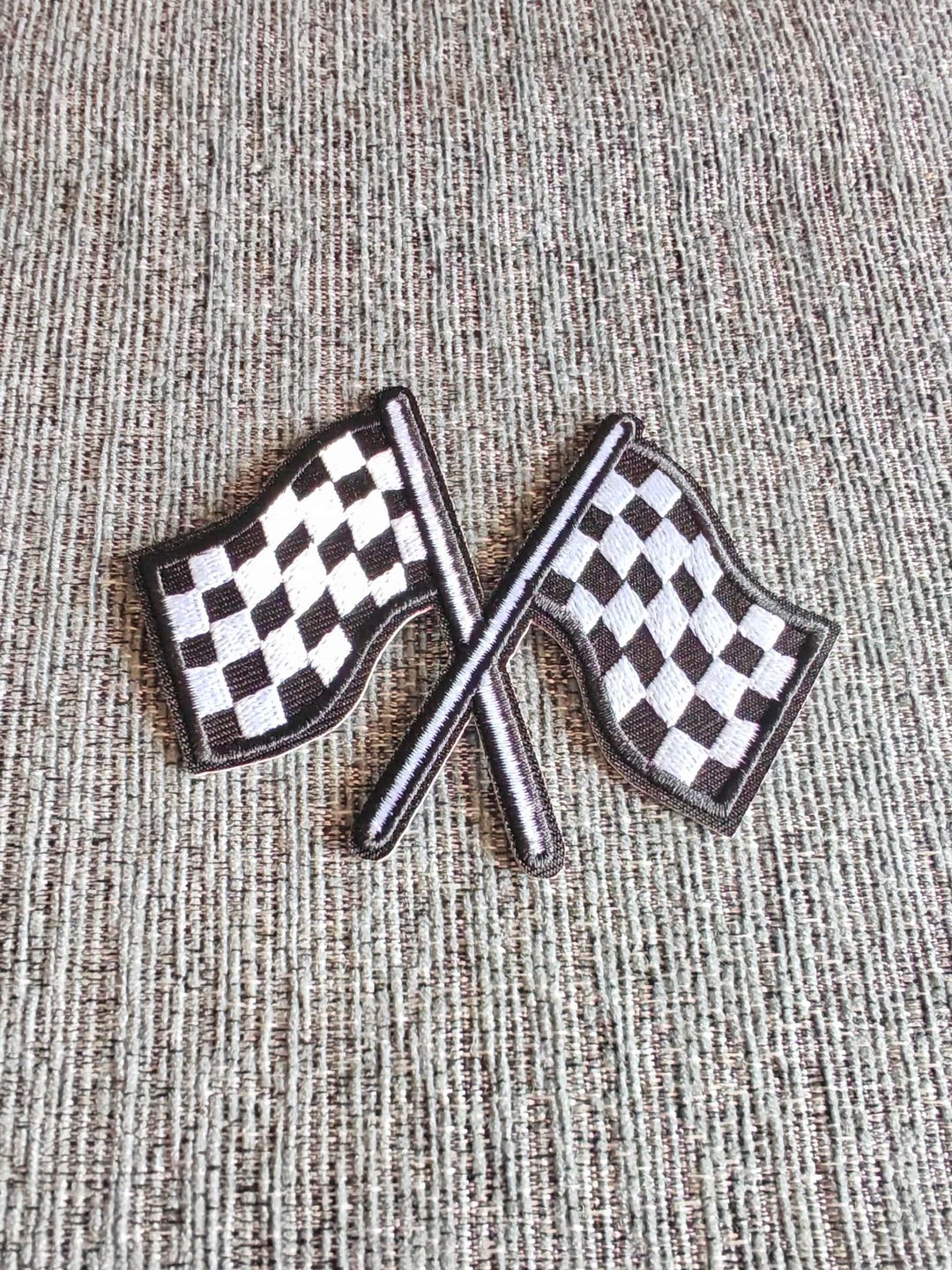 Embroidery Racing Patch Checkered Racing Flag Embroidery Patch: Plaid Badge Applique - Etsy
