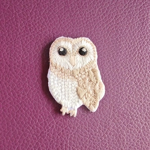 Owl Iron-On Patch: Embroidered Applique, DIY Badge (27mm x 40mm)