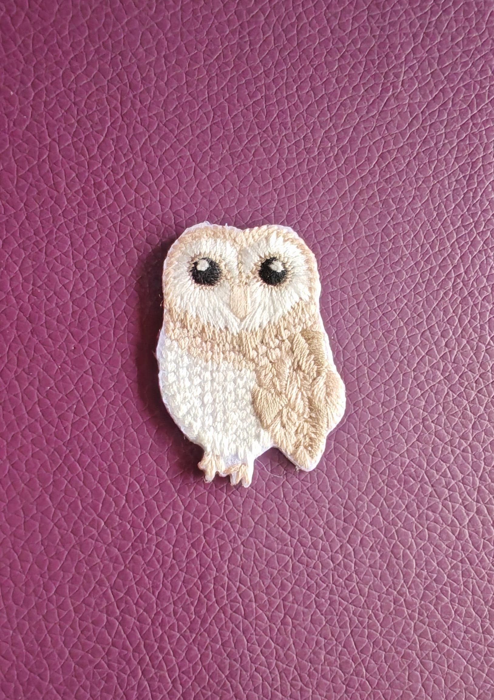 Owl Iron-On Patch: Embroidered Applique, DIY Badge (27mm x 40mm)