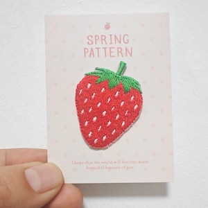 Strawberry patch, iron on patch, cute patch, fruit patch, patch for jacket, patch for clothing,iron on strawberry, embroidered strawberry