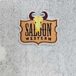 Cowboy Saloon Embroidered Iron On Patch: Western DIY Applique