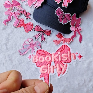 Pink Bow Iron-On Patch: Embroidered Coquette Applique