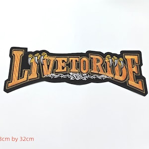 Parche Live To Ride, parche de motociclista, parche de motocicleta, parche de chaqueta, parche grande, parche grande para planchar, parche personalizado, parche con letras para planchar.