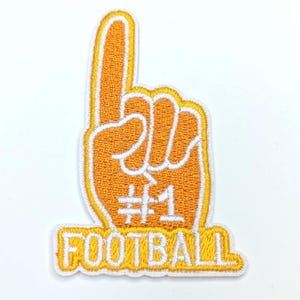 FootBall No.1 Finger Embroidered patch, Yellow NO.1 Finger patch. Game Day patch, Football #1 patch, Hat patch, Sports patch.
