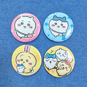 Chiikawa Enamel Pin: Hachiware Usagi Badge - Light Gold Zinc Alloy