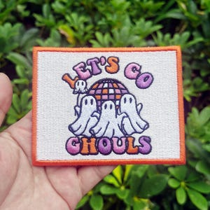 Halloween Ghost Iron-On Patch: &quot;Let&#39;s Go Ghouls&quot; Embroidery