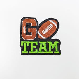 Go Team Football Embroidery Patch: Iron-On Sports Applique (7cm)