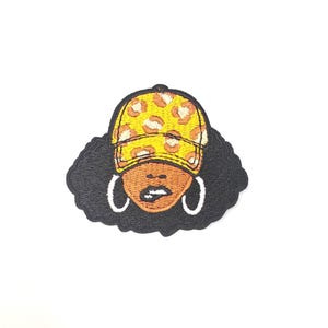 Black Girl Embroidered Patch: Iron-On Applique (6.8x6cm)