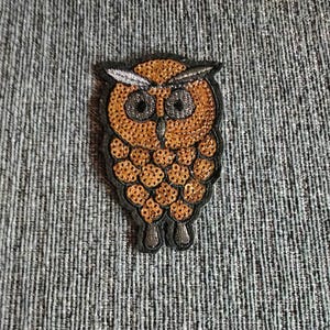 Sequin Owl Iron-On Patch: Embroidered Applique (55mm x 88mm)