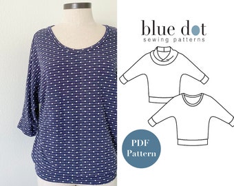 Georgia Top Sweatshirt PDF Pattern - Dolman Sleeve Top With Copy Shop File