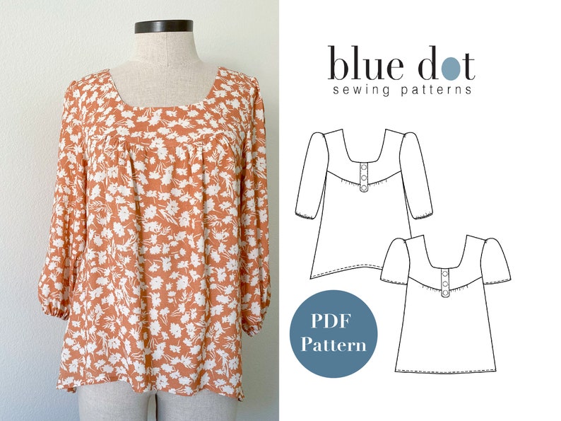 Margo Blouse PDF Pattern Extended Sizing and Copy Shop File image 1