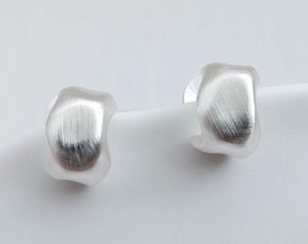 Brushed Platinum Stud Earrings, Large Statement Stud Earrings, Dainty Minimalist earrings, Gift for her, Birthday Gift, Hypoallergenic