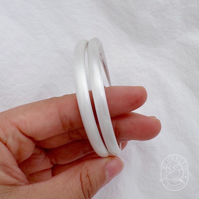 Classic Matte Silver-Plated Hoop Earrings 30mm/40mm/60mm, Lightweight Medium/large Hoops with Latch Back, Handmade Dainty Minimalist Jewelry image 12