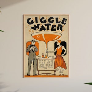 Giggle Water Poster Druck, Vintage Wandkunst, Geschenkdekor, Martini Wandkunst, Bar Wanddekor, trendige Wandkunst, Geschenk Poster