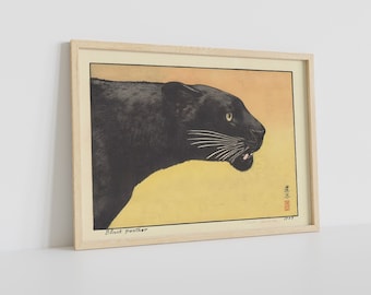 ブラックパンサーの木版画：ジャパンウィーク浮世絵アート - Etsy 日本