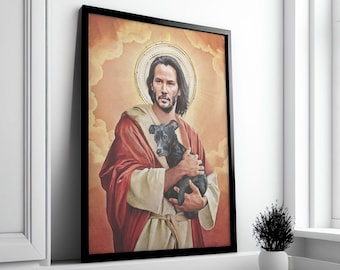 Saint Keanu Reeves Canvas Poster: Funny Wall Art