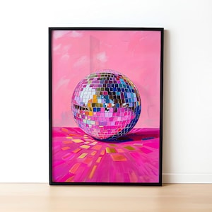 Pink Disco Ball Painting: Trendy Girly Wall Art