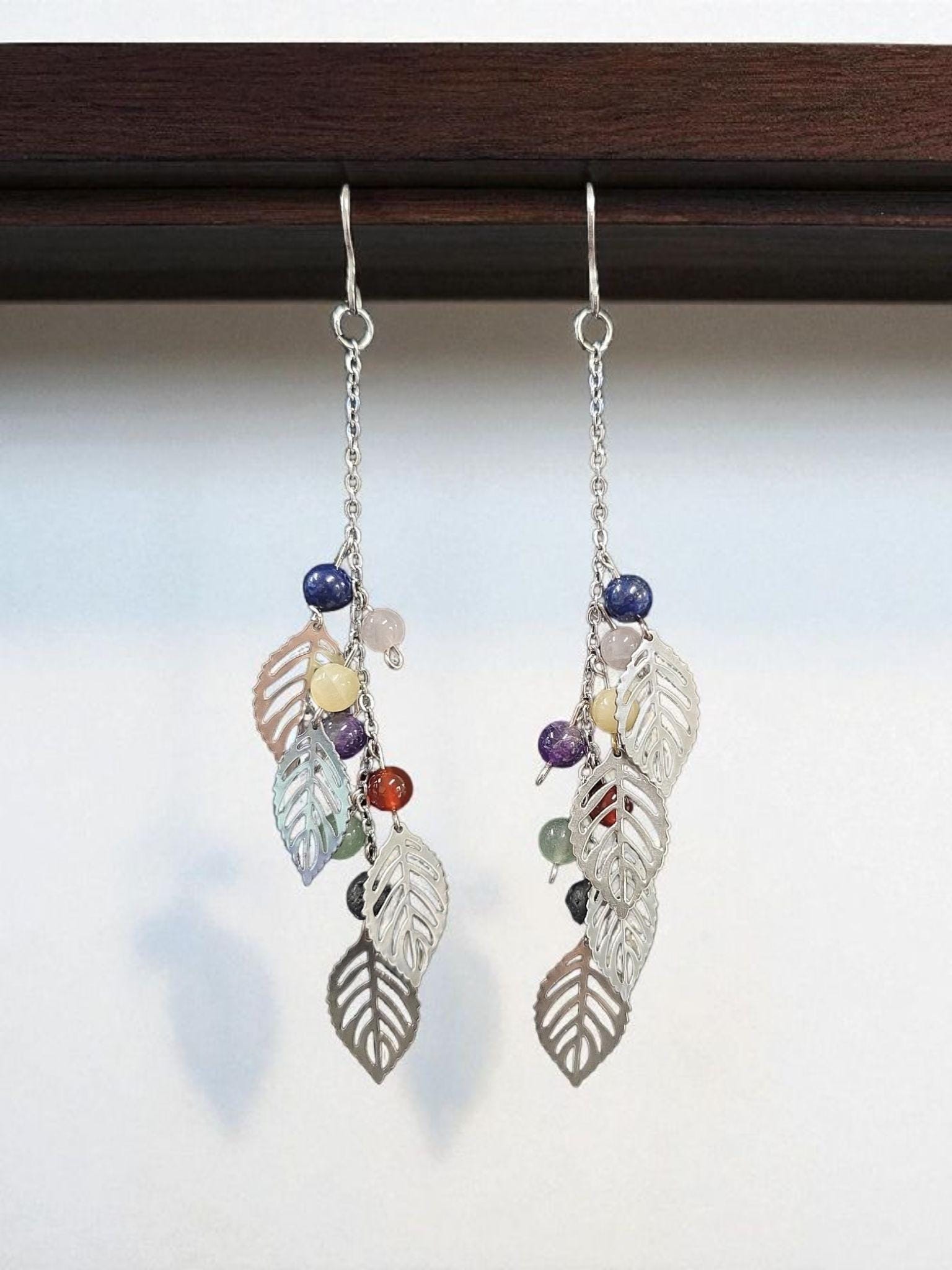 Multicolored leaf earrings