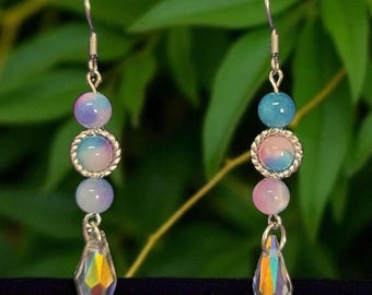Crystal glass teardrop earrings