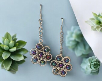 Chainmail Flower earrings.
