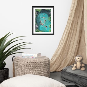 Vibrant Koi fish pond art print - Nature Wall Art home decor - Koi painting- Wall Art Print- Koi pond illustration - Simple calm wall decor