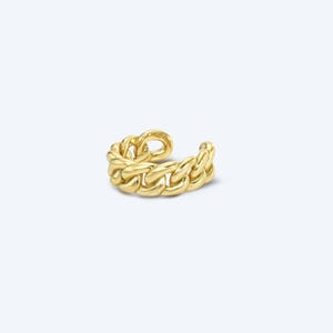 18K Gold Heritage Chain Ear Cuff • Cuban Link Cuff Earring • Water Resistant • Hypoallergenic • Designed in LA  • Layering Jewelry