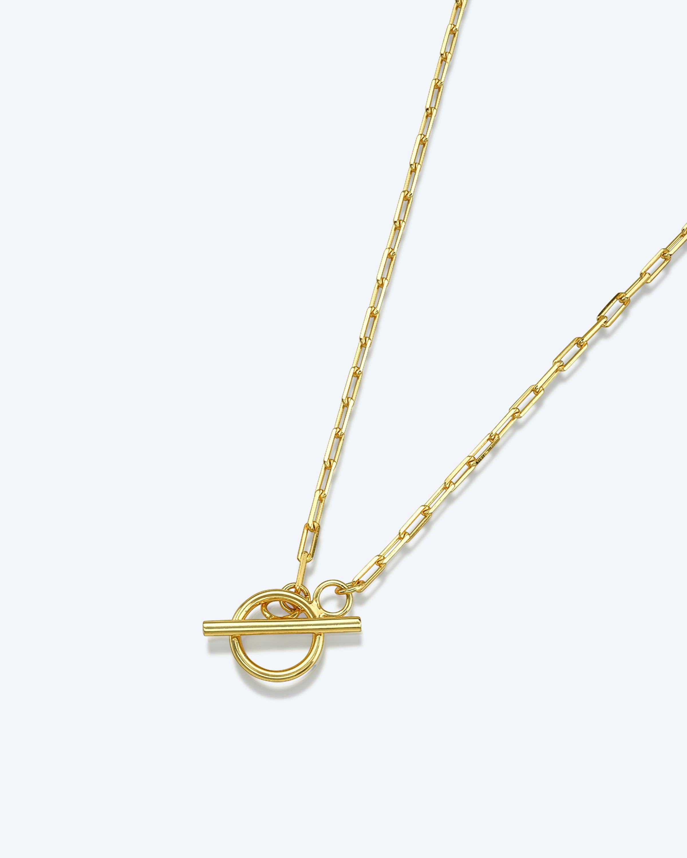 18K Gold VIP Room Toggle Necklace • T Bar Chain Link Necklace