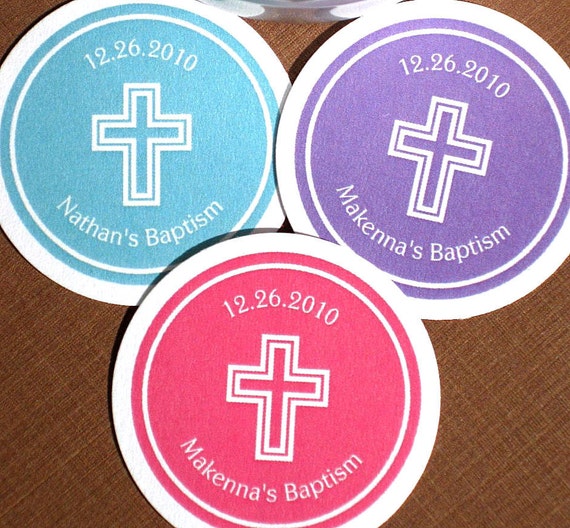items similar to printable baptism sticker labels tags with cross