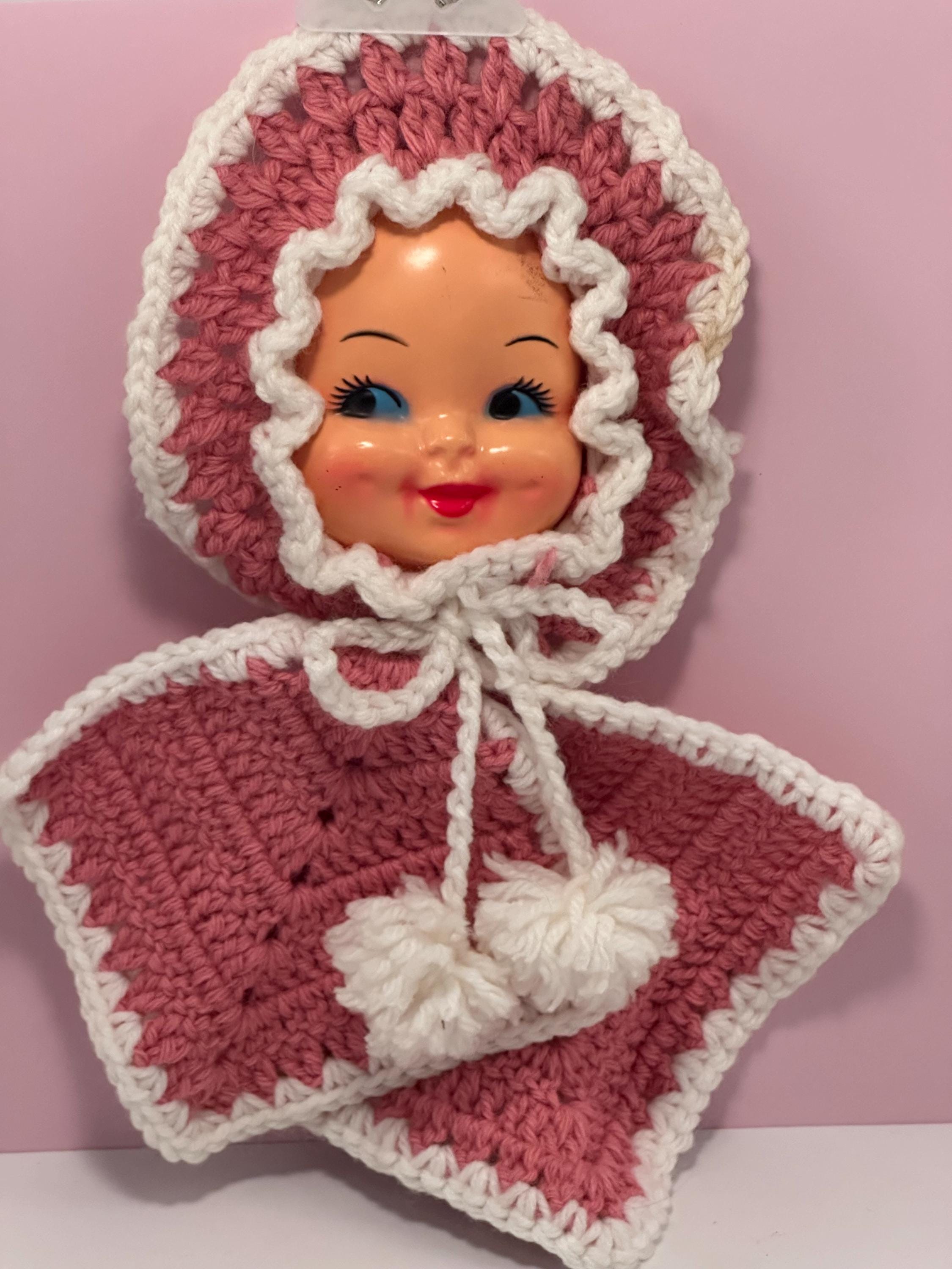 Vintage Kitschy Crochet Potholder With Doll Face - Pink - Etsy
