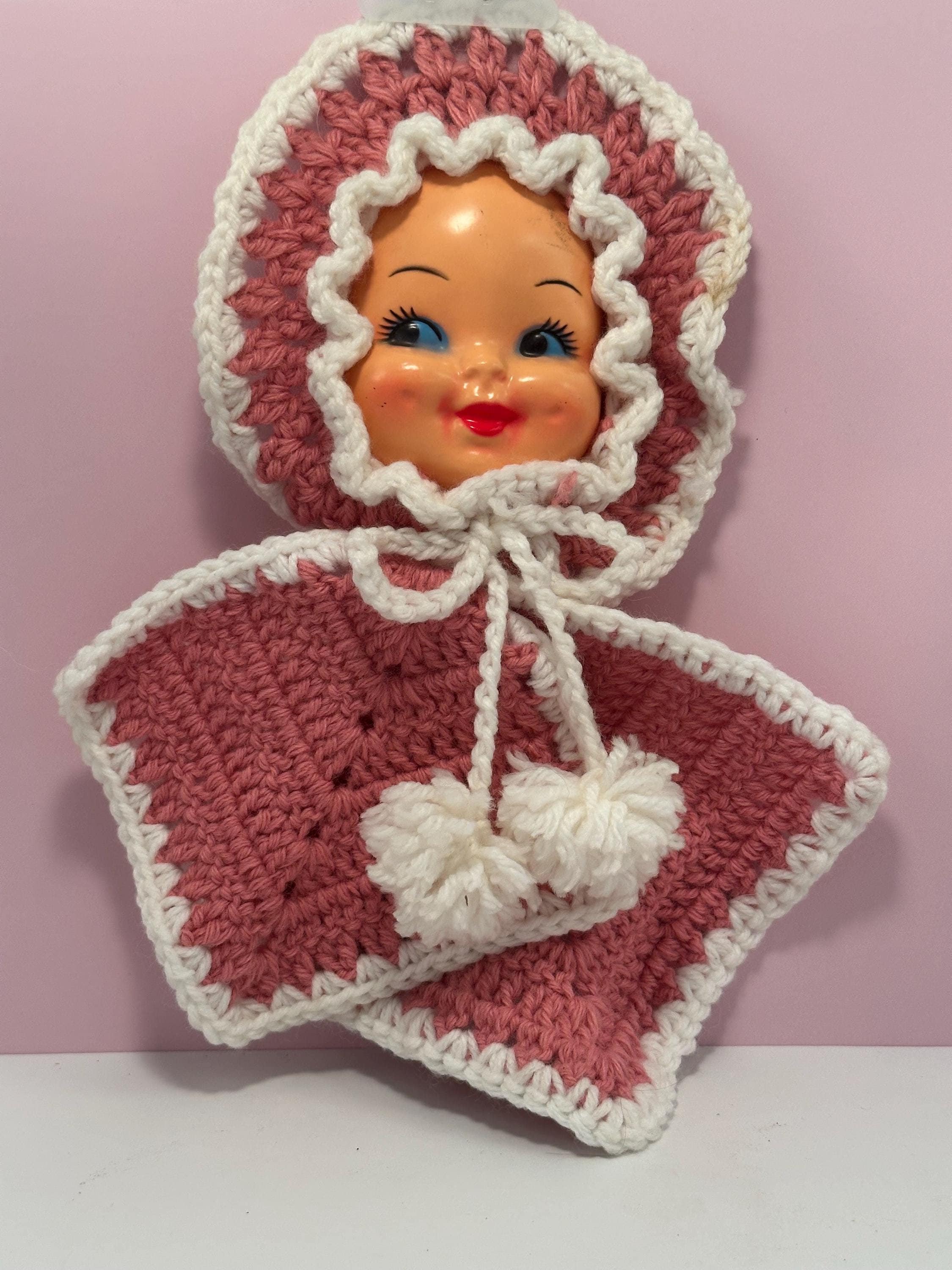 Vintage Kitschy Crochet Potholder With Doll Face - Pink - Etsy