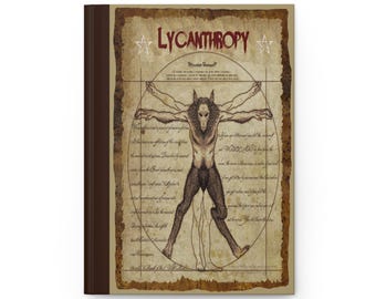 Vitruvian Hardcover Journal, Wolf Mam, Werewolfism, Lycanthropy, Lycanthrope, Ancient Etymology, Unique Gift