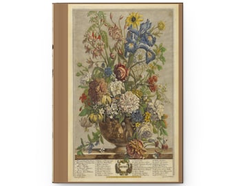 June The 12 Months of Flowers Robert Furber, Pieter Casteels Engravings Hardcover Journal Matte Diary Gift
