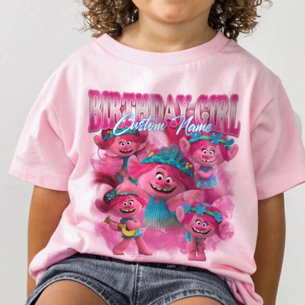 Aangepaste naam Trolls Band samen shirt, aangepaste verjaardag Troll film shirts, Trolls Kids shirt, verjaardagsfeestje cadeau