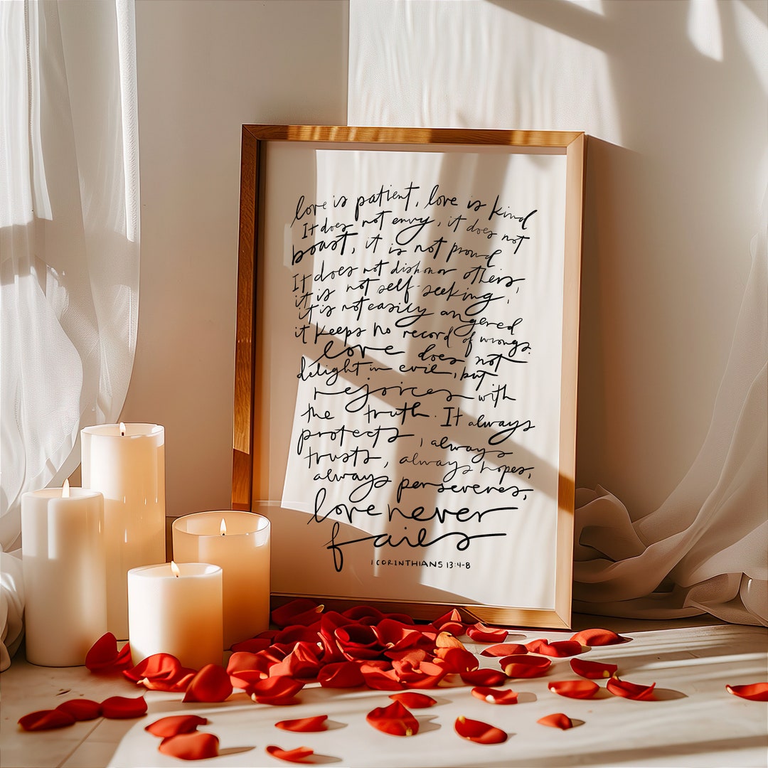 1 Corinthians 13 Scripture Wall Art | Handwritten Lettering ...