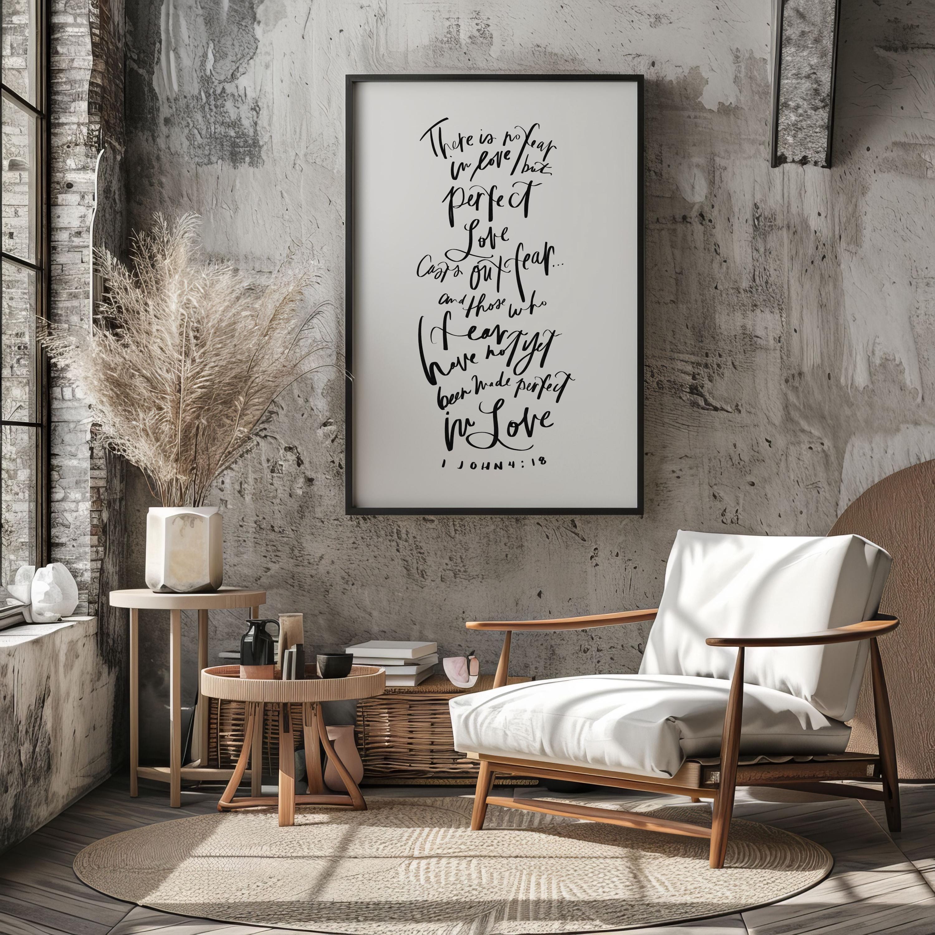 1 John 4:18 Bible Verse Wall Art, Digital Download, Scripture Print for Christian Home, Christian Art, Home Decor God's Love Modern Art